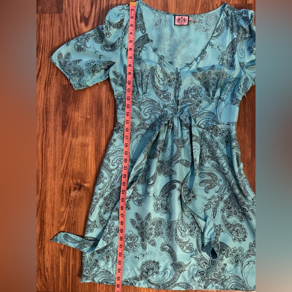 Juicy Couture Turquoise Paisley Silk Dress size 10 - Picture 11 of 14